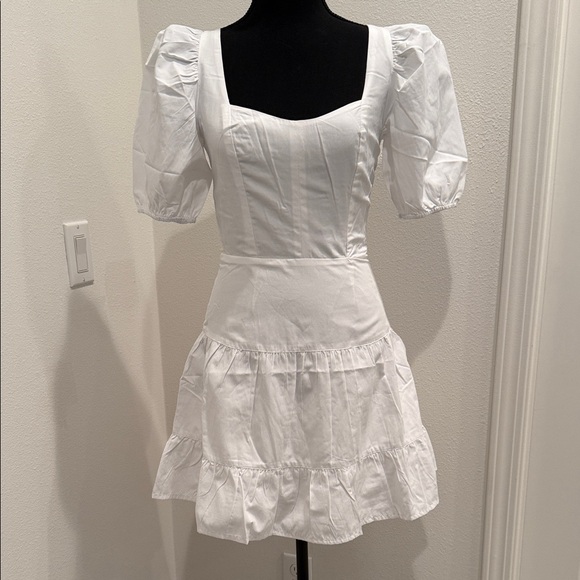 French Connection White Puff Sleeve Dress - Picture 1 of 1